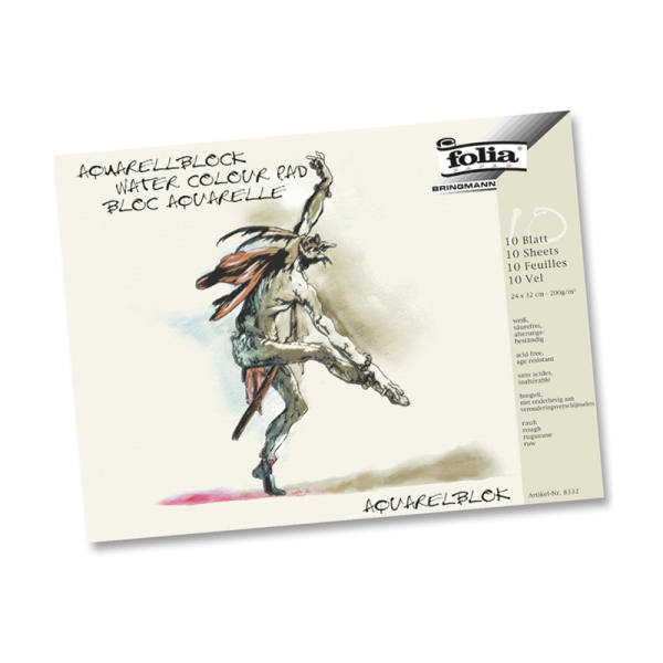 Aquarellblock 18x24 cm, 10 Blatt, 200g/m², rauh