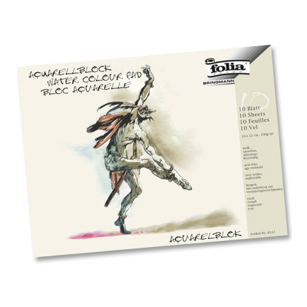 Aquarellblock 24x32 cm, 10 Blatt, 200g/m², rauh