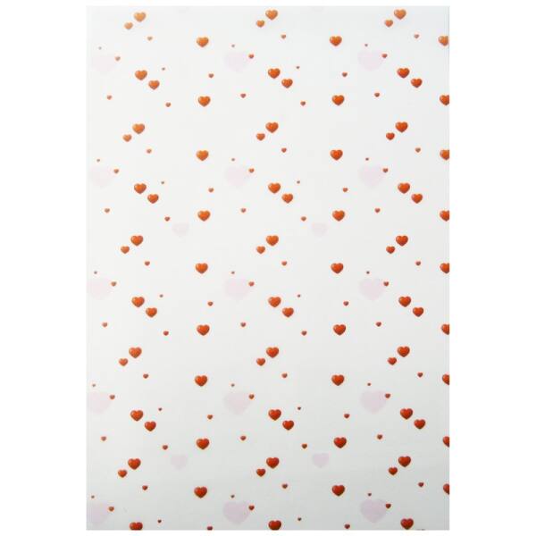 Transparentpapier Herzen, 5 Blatt, 23x33 cm