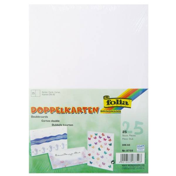 Doppelkarten weiß, DIN A6, 25 Stück