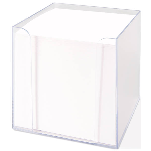 Notizbox glasklar, 700 Blatt weiß, 9,5x9,5x9,5 cm