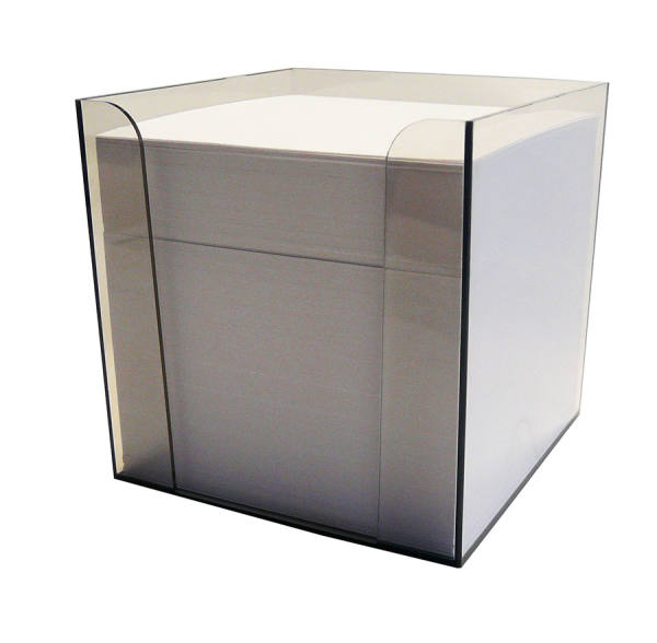 Notizbox, rauchglas, gefüllt mit weißem Papier, 9x9x9 cm