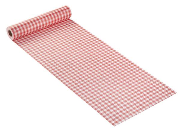Karo Tischband rot, 20 cm breit, 10 m Rolle