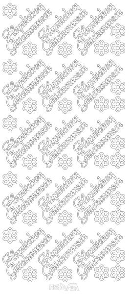 Konturensticker Herzlichen Glückwunsch 1 Blatt silber