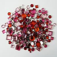 Schmucksteine Sweetheart, rot/rosa, eckig/rund, 550 Stück
