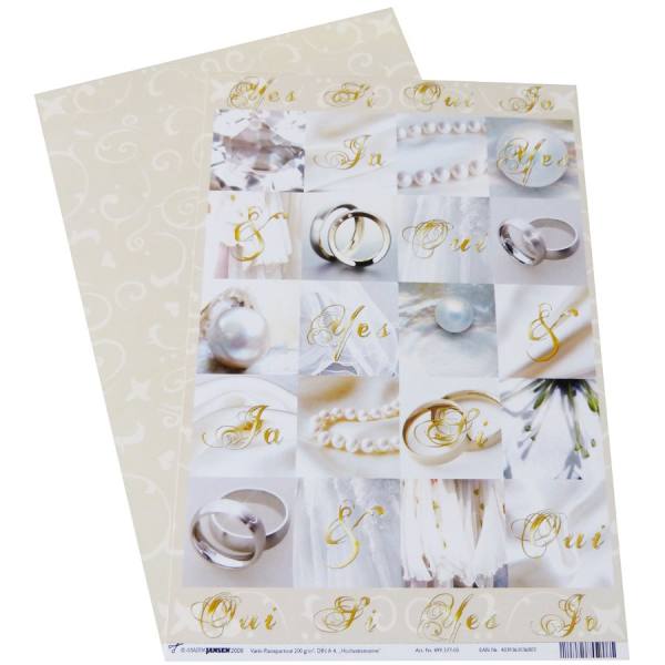 Vario-Passepartout Hochzeitsmotive, 200g/qm, Din A 4, 5 Blatt