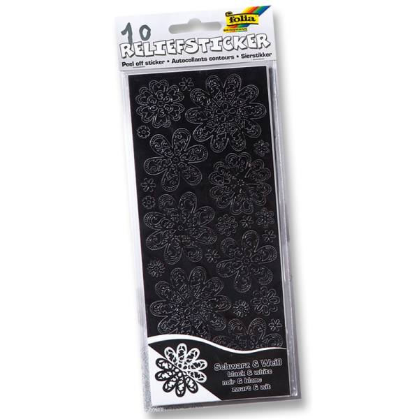 Reliefsticker Ganzjahr 10 Blatt schwarz und weiß, 10x24cm