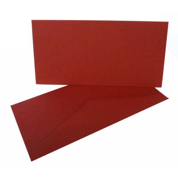 Doppelkarten dunkelrot lang 5 Stück DIN lang 10,5 x 21 cm