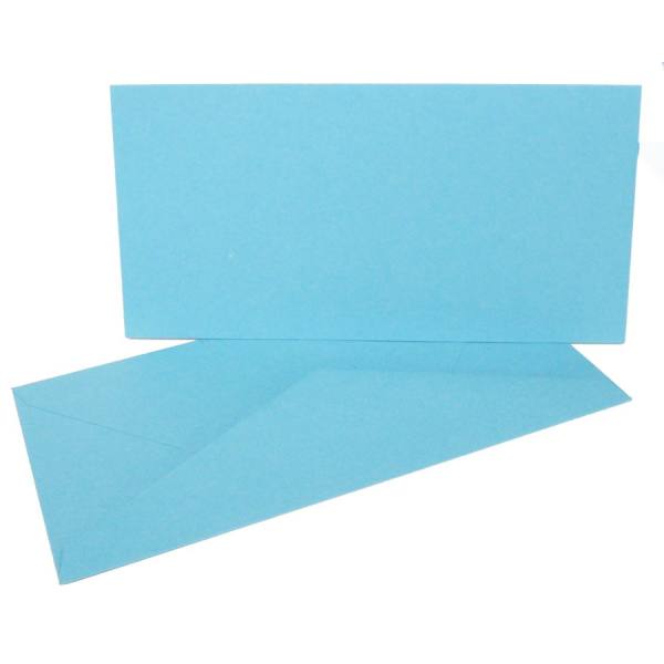 Doppelkarten himmelblau lang 5 Stück DIN lang 10,5 x 21 cm