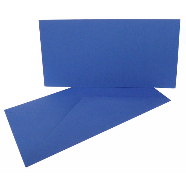 Doppelkarten königsblau lang 5 Stück, DIN lang 10,5 x 21 cm