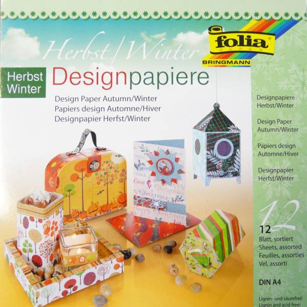 Designpapierblock Herbst/Winter DIN A4, 12 Blatt, 150g/m²