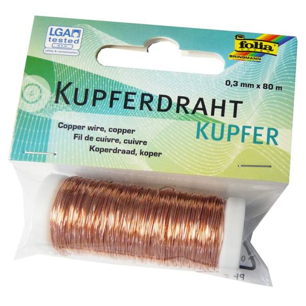 Kupferdraht Rolle kupfer, 0,3 mm x 80 m, 1 Rolle