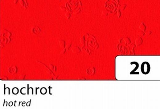 Prägekarton Rosen, hochrot, 50x70 cm, 5 Bogen