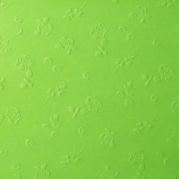Prägekarton Rosen, hellgrün, 50x70 cm, 5 Bogen