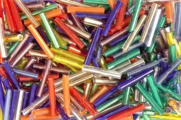 Stiftperlen bunt gemischt, 50 g, ca. 10-12 mm lang