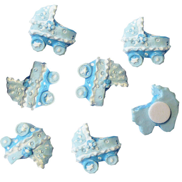 Streuteile Kinderwagen blau 9 Stück, 2 cm groß