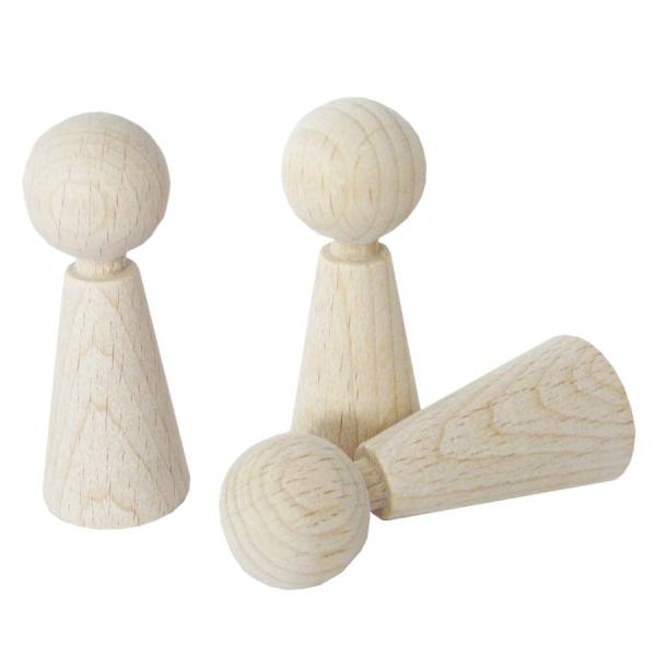 Kegelfiguren 3er Pack, aus Buchenholz, 2x6 cm Figurenkegel