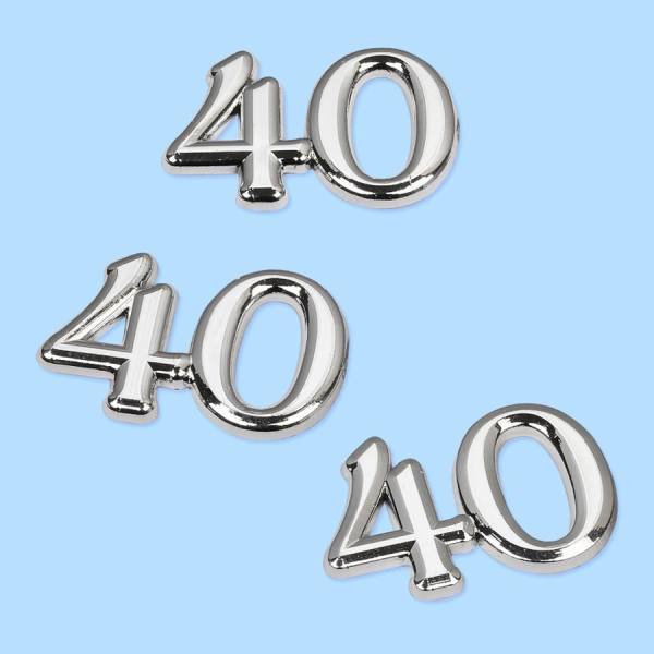 Streuteile 40, 10 Stück silber ca. 1,5 cm Geburtstagszahlen Zahlen
