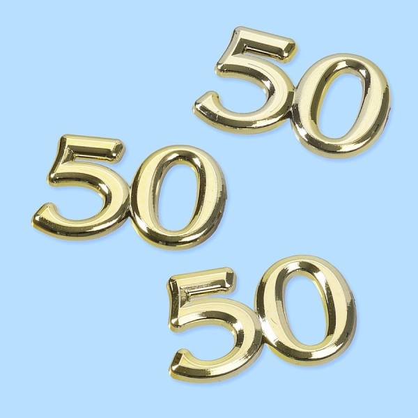 Streuteile 50, 10 Stück gold ca. 1,5 cm Geburtstagszahlen Zahlen