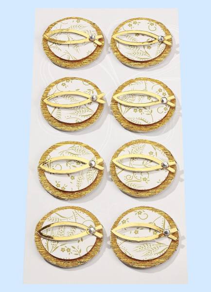 Sticker Fische gold, 1 Bogen mit 8 Stickern