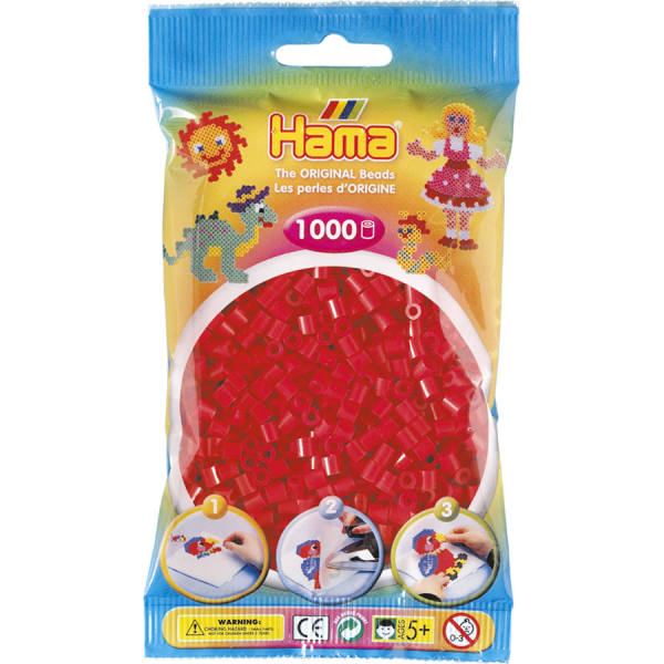 Bügelperlen rot, 1000 Stück, midi
