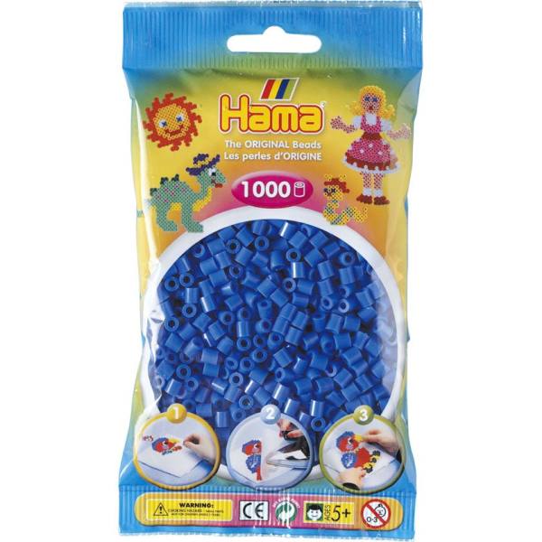 Bügelperlen hellblau, 1000 Stück, midi