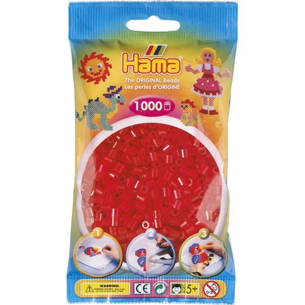 Bügelperlen transparent rot, 1000 Stück, midi