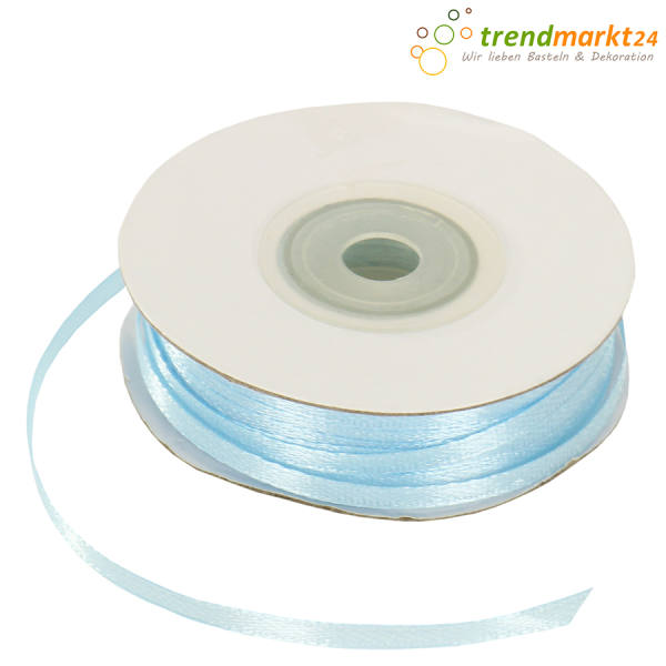 Satinband hellblau, Rolle 3mm breit, 50m lang