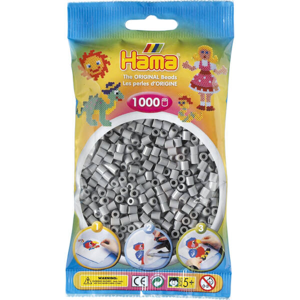 Bügelperlen grau, 1000 Stück, midi