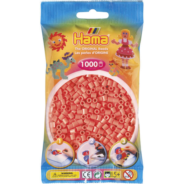Bügelperlen pastell rot, 1000 Stück, midi