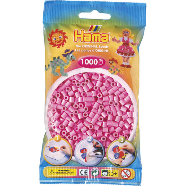 Bügelperlen pastell pink, 1000 Stück, midi