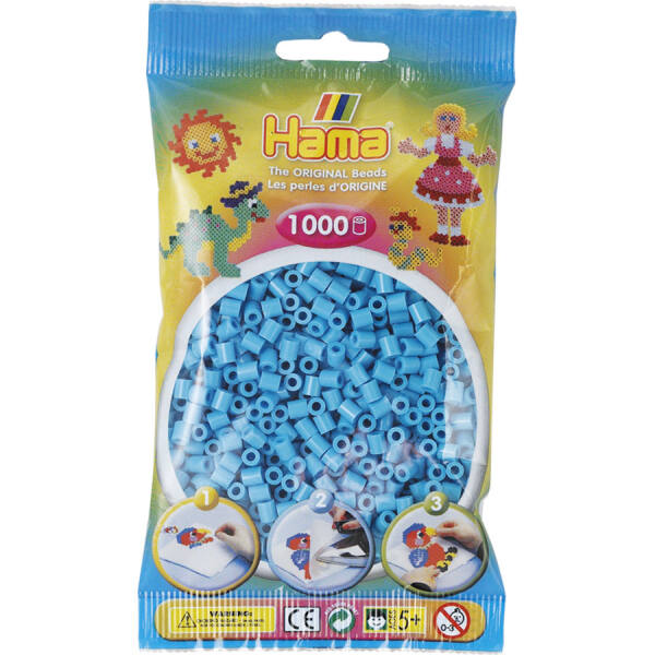 Bügelperlen azurblau, 1000 Stück, midi