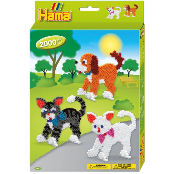 Bügelperlen Geschenkpackung Hund Katze, 2000 Stück