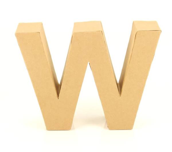 Papp Buchstabe W 17,5 x 5,5 cm Pappmache Dekobuchstabe