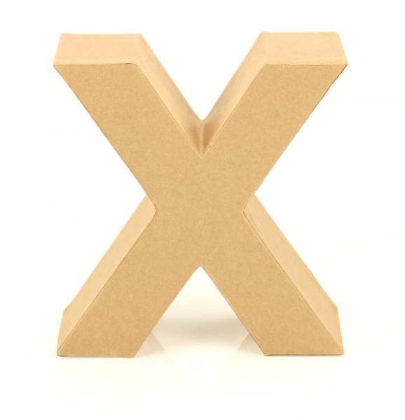 Papp Buchstabe X 17,5 x 5,5 cm Pappmache Dekobuchstabe
