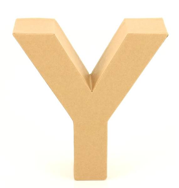 Papp Buchstabe Y 17,5 x 5,5 cm Pappmache Dekobuchstabe