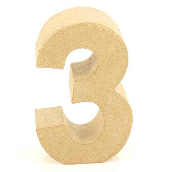 Papp Zahl 3, 17,5 x 5,5 cm