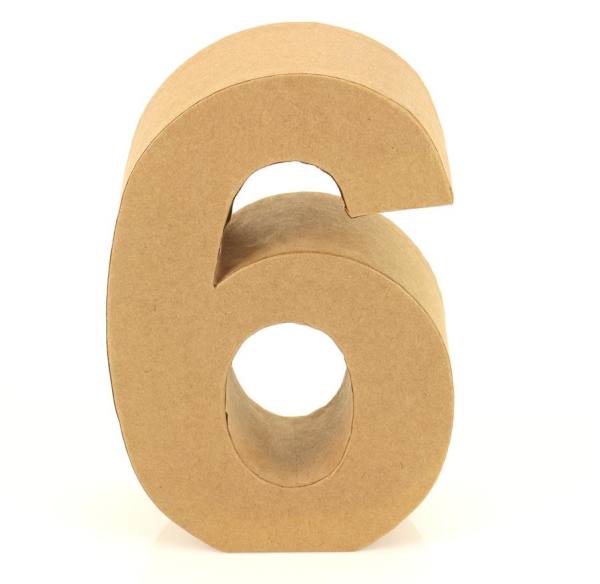 Papp Zahl 6, 17,5 x 5,5 cm