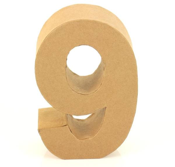 Papp Zahl 9, 17,5 x 11,5 x 5,5 cm