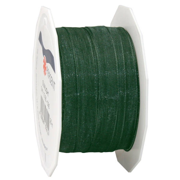 Organzaband tannengrün, Rolle 1cm breit, 25m lang