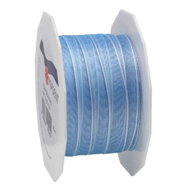 Organzaband hellblau, Rolle 1cm breit, 25m lang