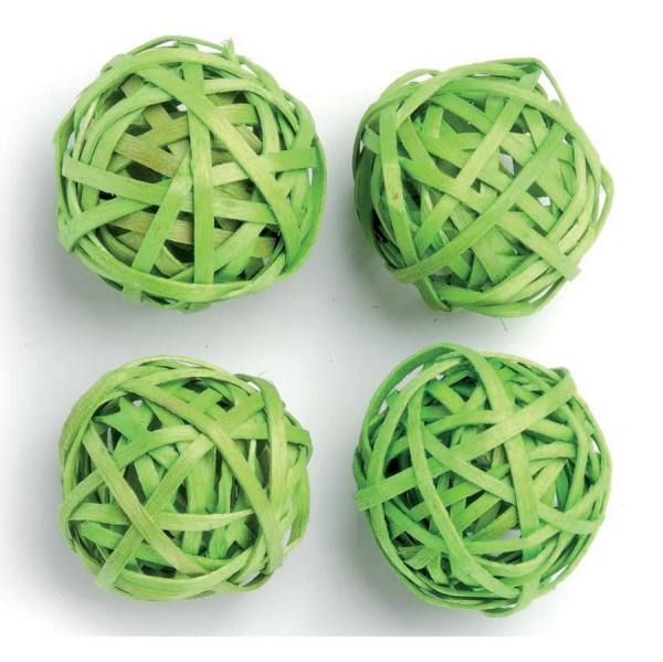 Rattankugeln grün 4 Stück, 4 cm Rebenkugeln