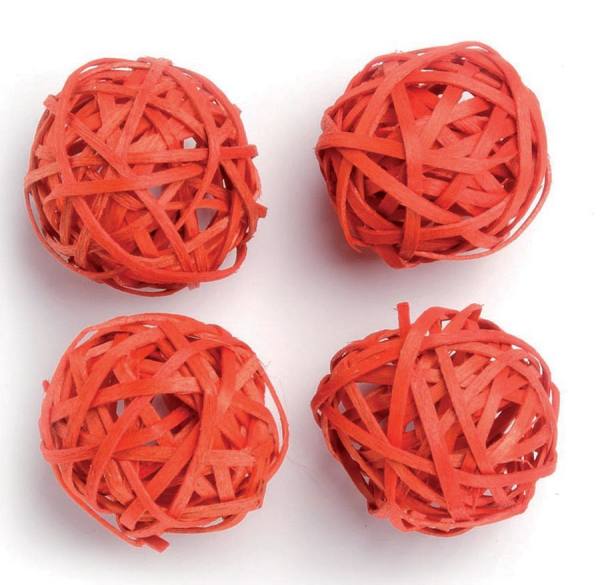 Rattankugel orange, 4 Stück, 4 cm Rebenkugeln