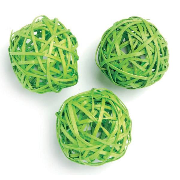 Rattankugel grün 3 Stück, 6 cm Rebenkugeln