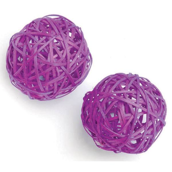 Rattankugel violett, 2 Stück, 8 cm Rebenkugeln