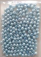 Glaswachsperlen 4 mm hellblau, 180 Stück, ca. 15 g