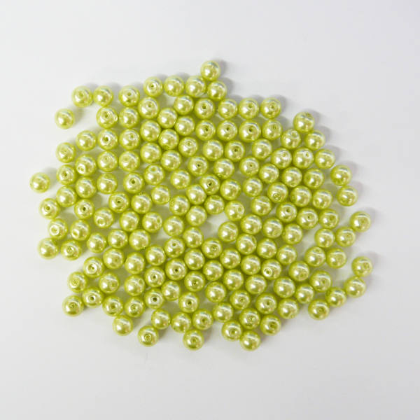 Glaswachsperlen 6 mm hellgrün, 60 Stück, ca. 15 g