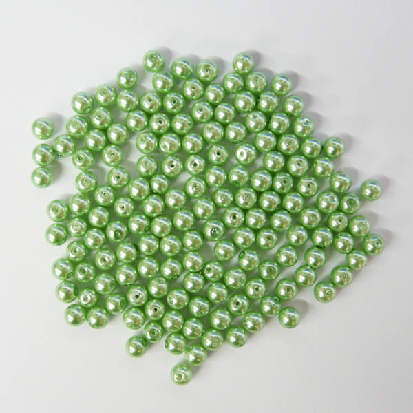 Glaswachsperlen 6 mm mittelgrün, 60 Stück, ca. 15g