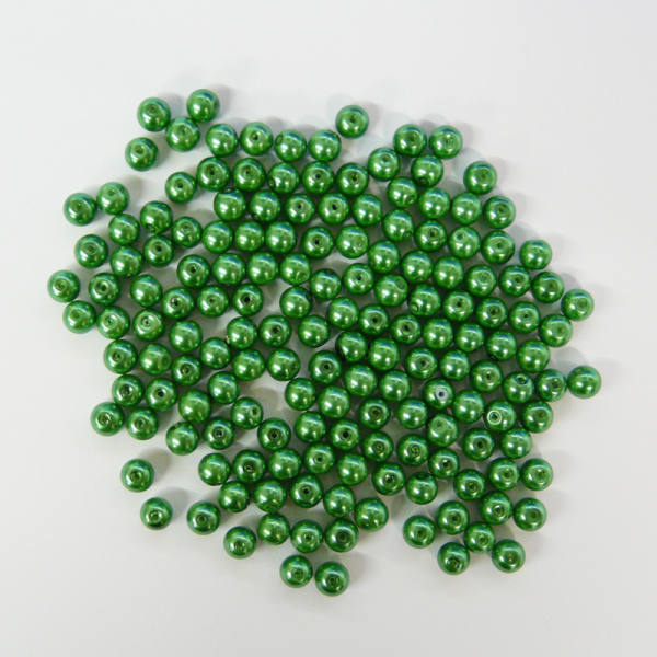 Glaswachsperlen 6 mm dunkelgrün, 60 Stück, ca. 15g