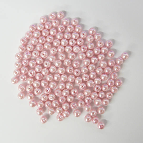 Glaswachsperlen 6 mm pink, 60 Stück, ca. 15 g